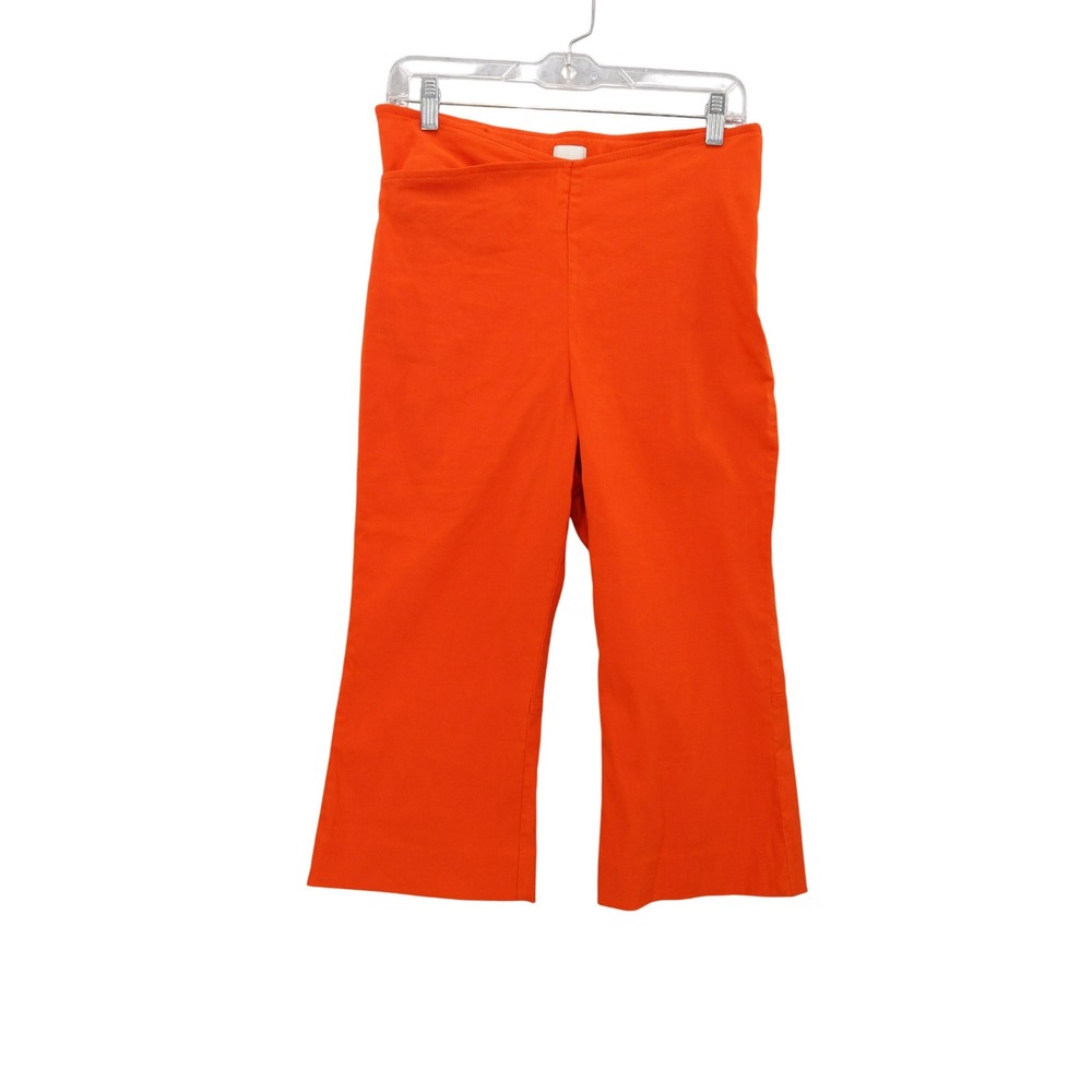 Maeve Cropped‎ Wide Leg Pants High Waist Orange Casual Size 10P Linen Blend